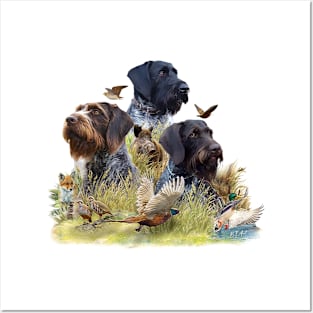 Versatile hunting with German Wirehaired Pointer Posters and Art